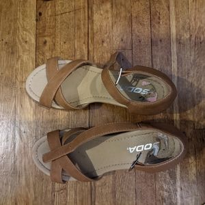 Soda cork-heeled sandal wedges